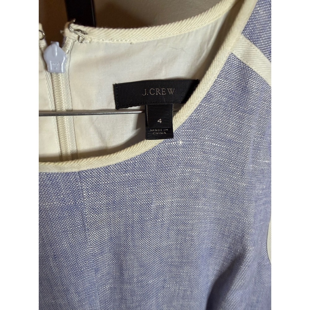 J.Crew Womens Blue Linen Peplum Sheath Dress Sleeveless Size 4 RN77388 - Picture 2 of 4